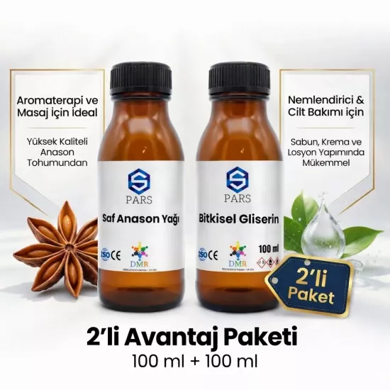 Saf Anason Yağı 100 g + Bitkisel Gliserin 100 g Cam Şişede