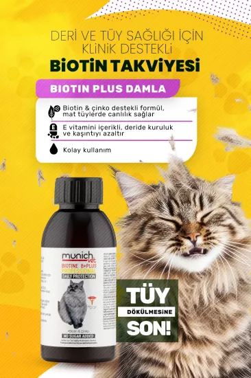 Kedi Tüy Dökülmesi Engelleyici Damla Biotine Plus 100 ml