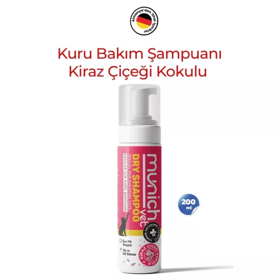 Kediler İçin Kuru Bakım Şampuanı Kiraz Çiçeği Kokulu 200 ml